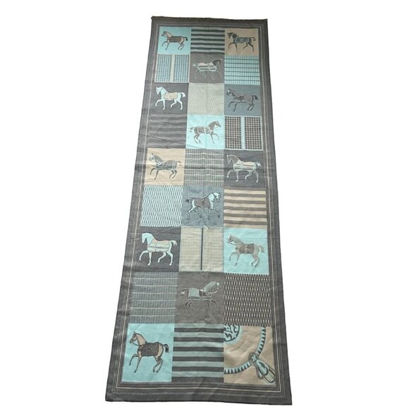 Mix Horse Carriage Print Warm Winter Wrap Shawl Gray - Picture 1 of 6